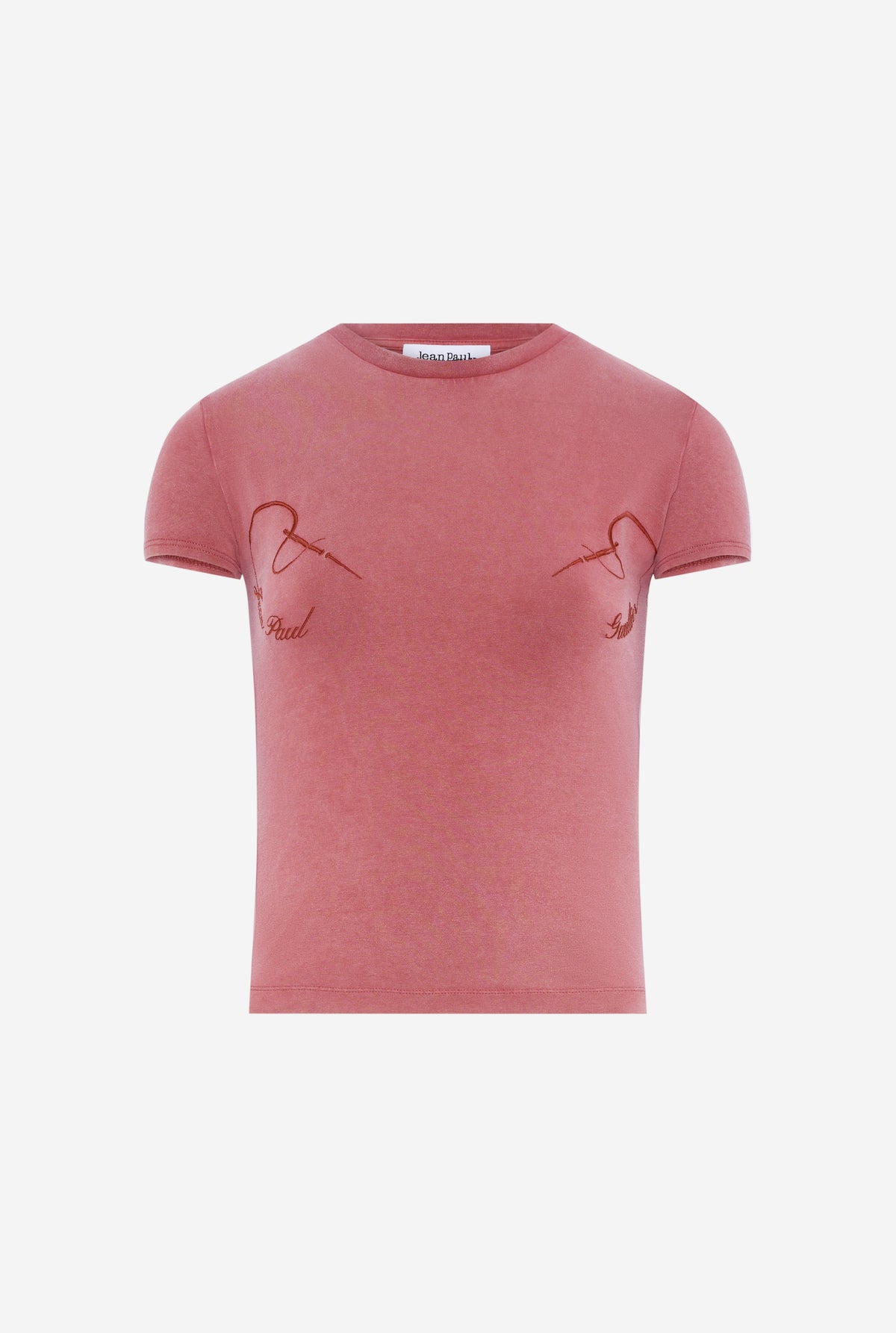 Baby Tee En Coton Bordeaux Brodé "Needles Jean Paul Gaultier".
 - Burgundy