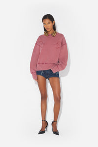 Fleece Sweatshirt Embroidered "Needles Jean Paul Gaultier" - Burgundy