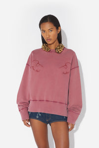 Fleece Sweatshirt Embroidered "Needles Jean Paul Gaultier" - Burgundy
