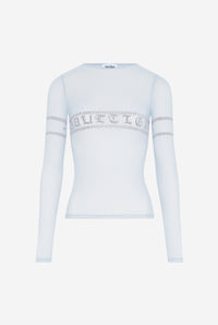 Top En Tulle Bleu Ciel Floqué "Gaultier".
 - Lightblue