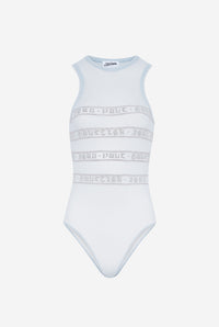 Mesh Body With "Gaultier" Flock - Lightblue