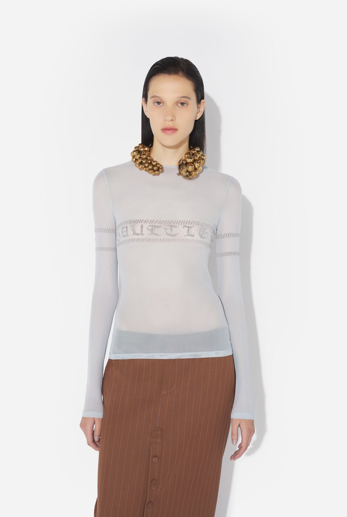 Top En Tulle Bleu Ciel Floqué "Gaultier".
 - Lightblue