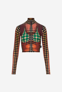 Le Top Imprimé Dots Marron - Orange & Blue & Brown