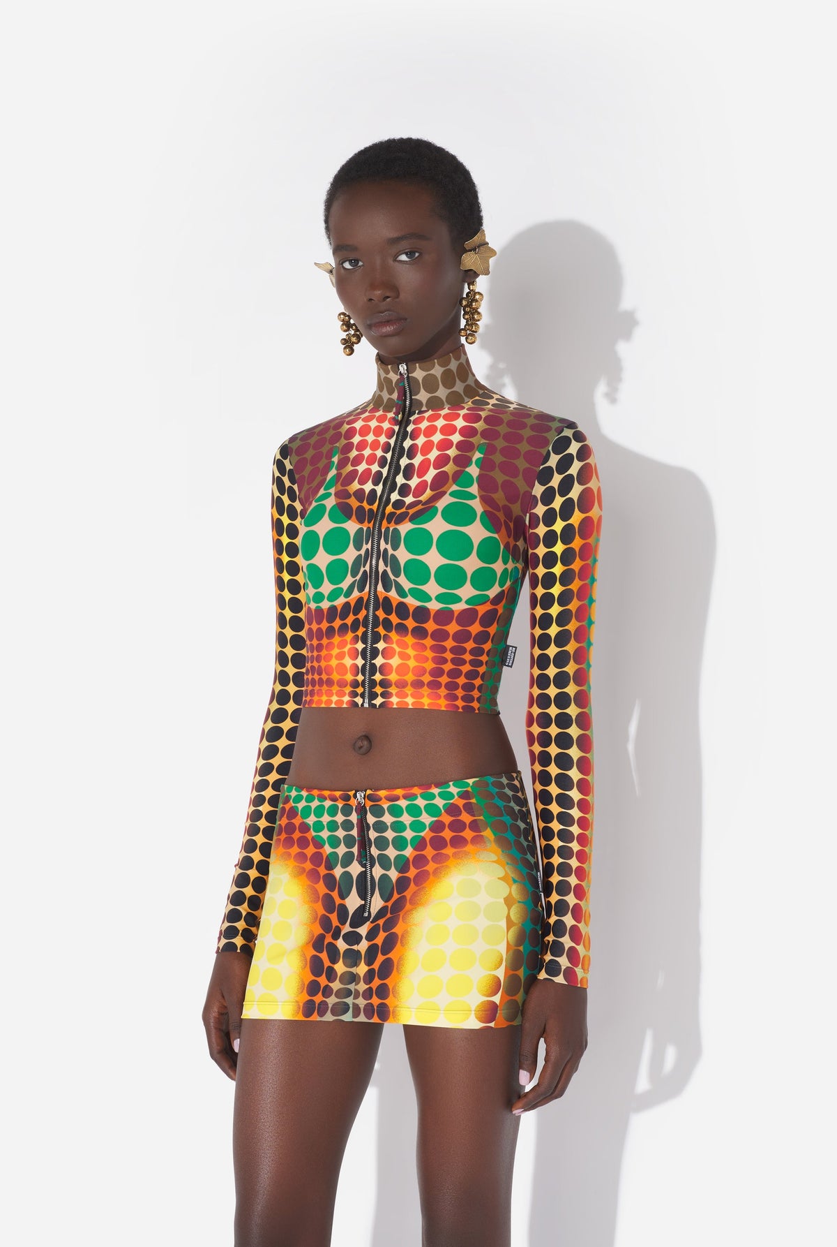 Le Top Imprimé Dots Marron - Orange & Blue & Brown
