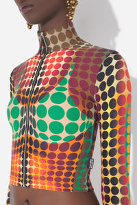 Le Top Imprimé Dots Marron - Orange & Blue & Brown