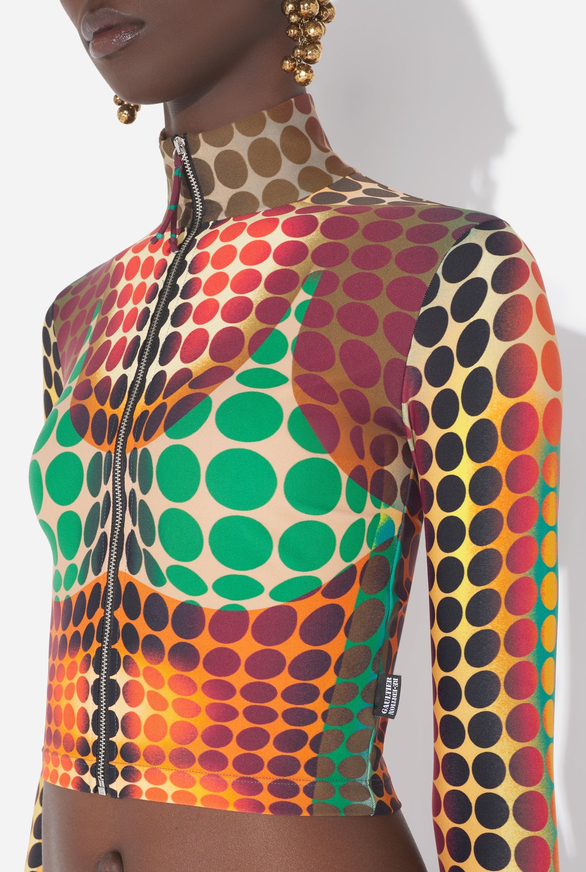 Le Top Imprimé Dots Marron - Orange & Blue & Brown