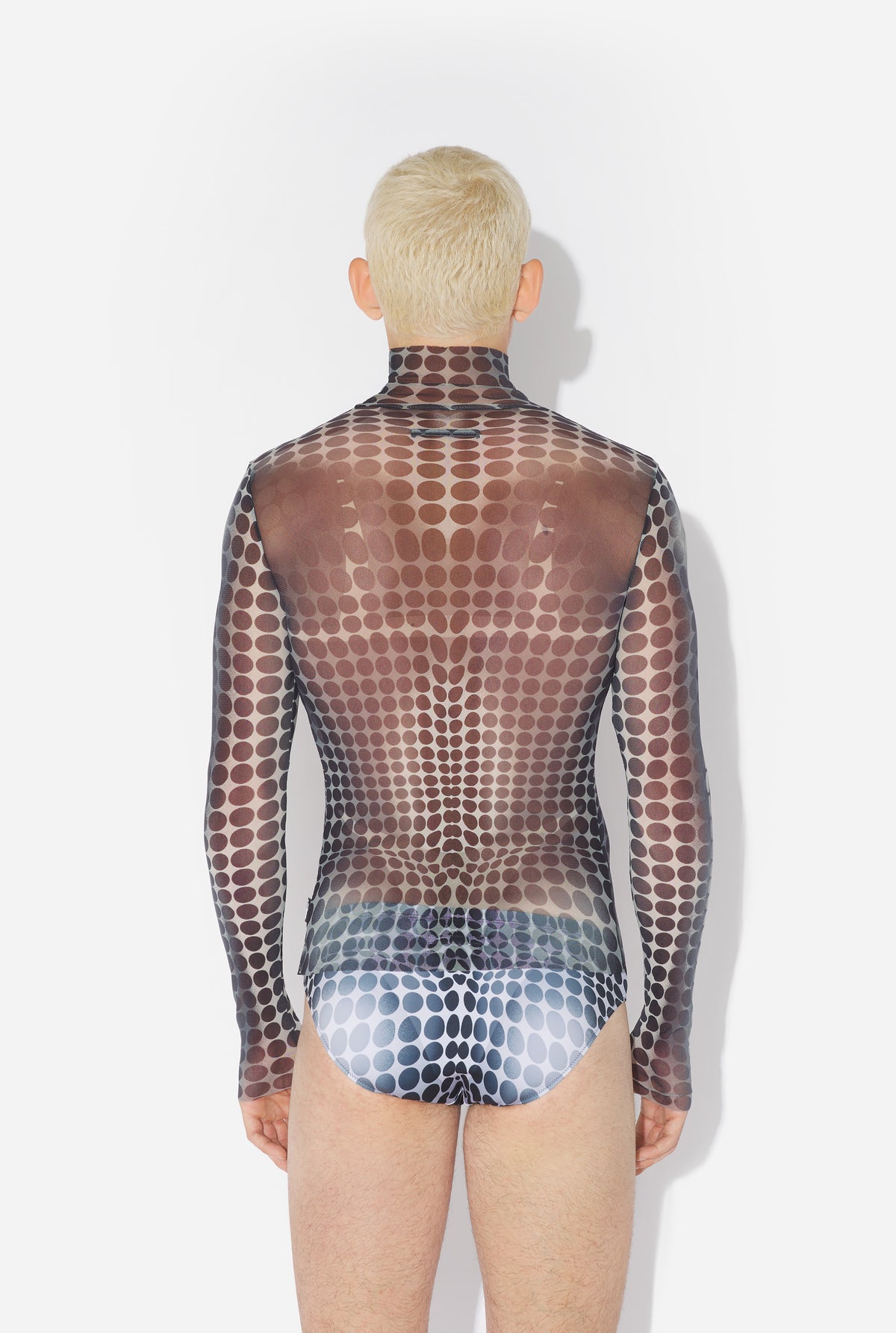 Le Top En Mesh Imprimé Dots Noir & Blanc - White & Grey & Black