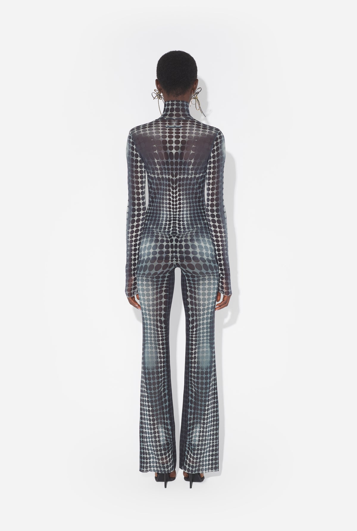 Le Top En Mesh Imprimé Dots Noir & Blanc - White & Grey & Black