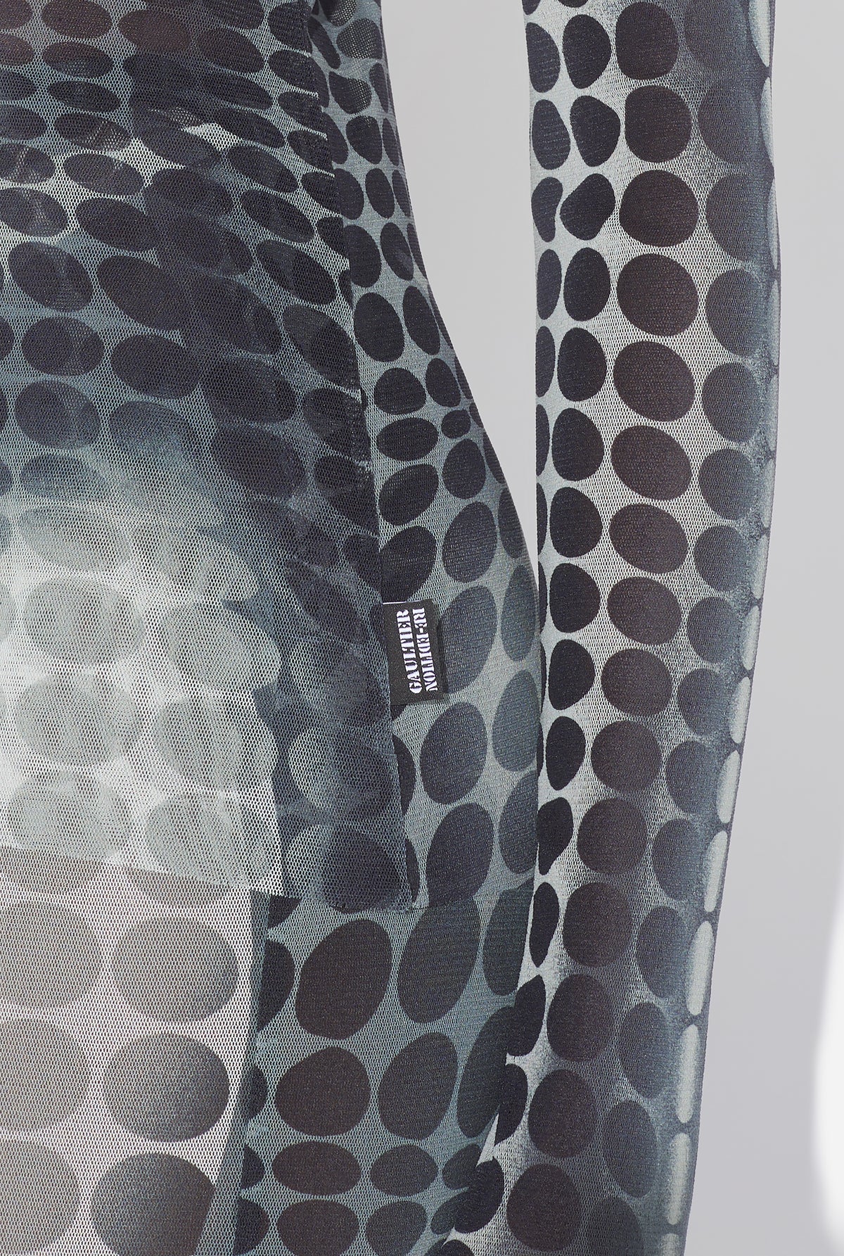 Le Top En Mesh Imprimé Dots Noir & Blanc - White & Grey & Black