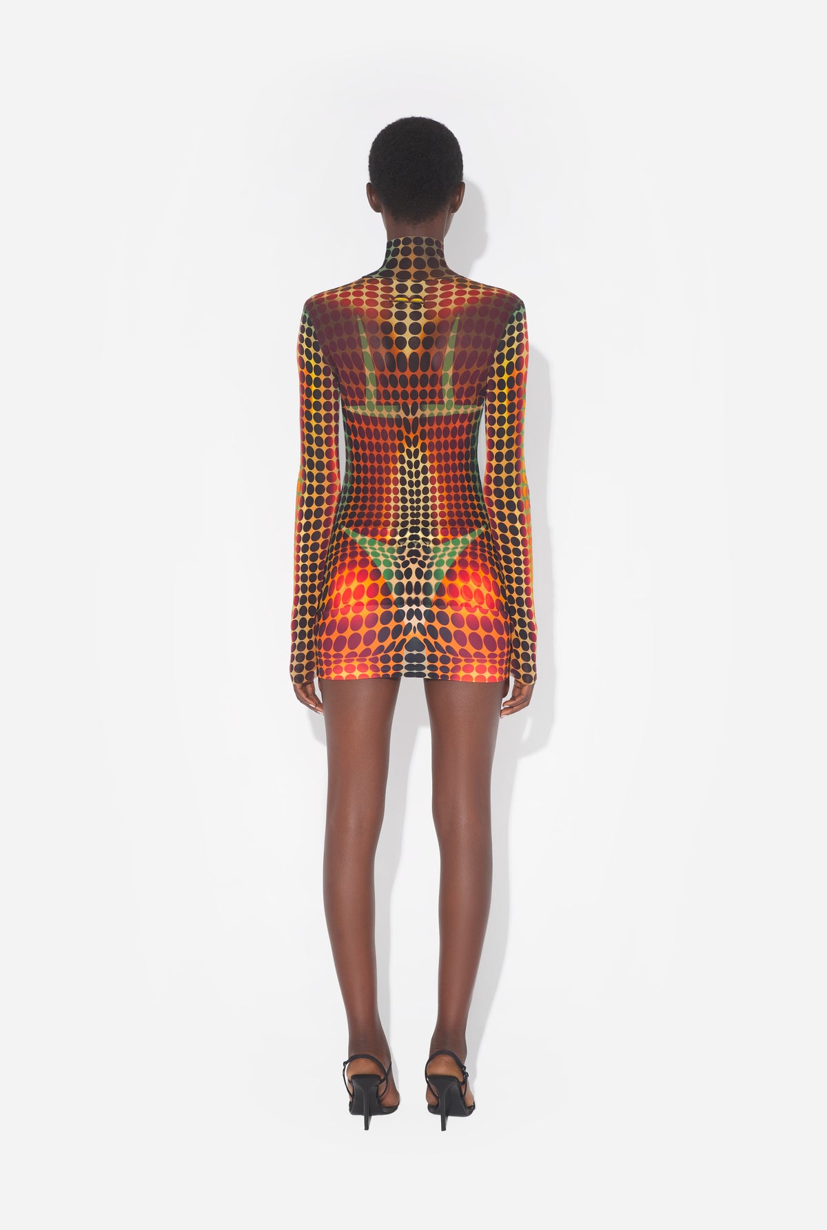 Le Top En Mesh Imprimé Dots Marron - Orange & Blue & Brown