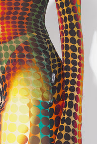 Le Top En Mesh Imprimé Dots Marron - Orange & Blue & Brown