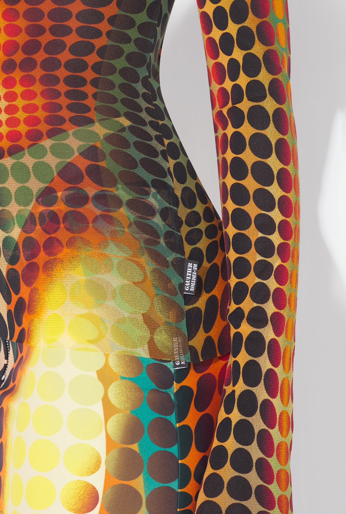 Le Top En Mesh Imprimé Dots Marron - Orange & Blue & Brown