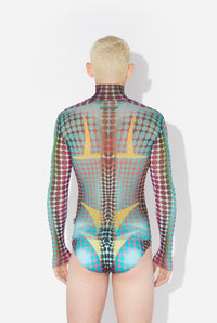 Le Top En Mesh Imprimé Dots Bleu - Blue & Purple & Yellow