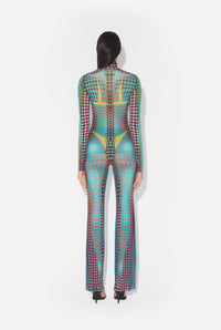 Le Top En Mesh Imprimé Dots Bleu - Blue & Purple & Yellow