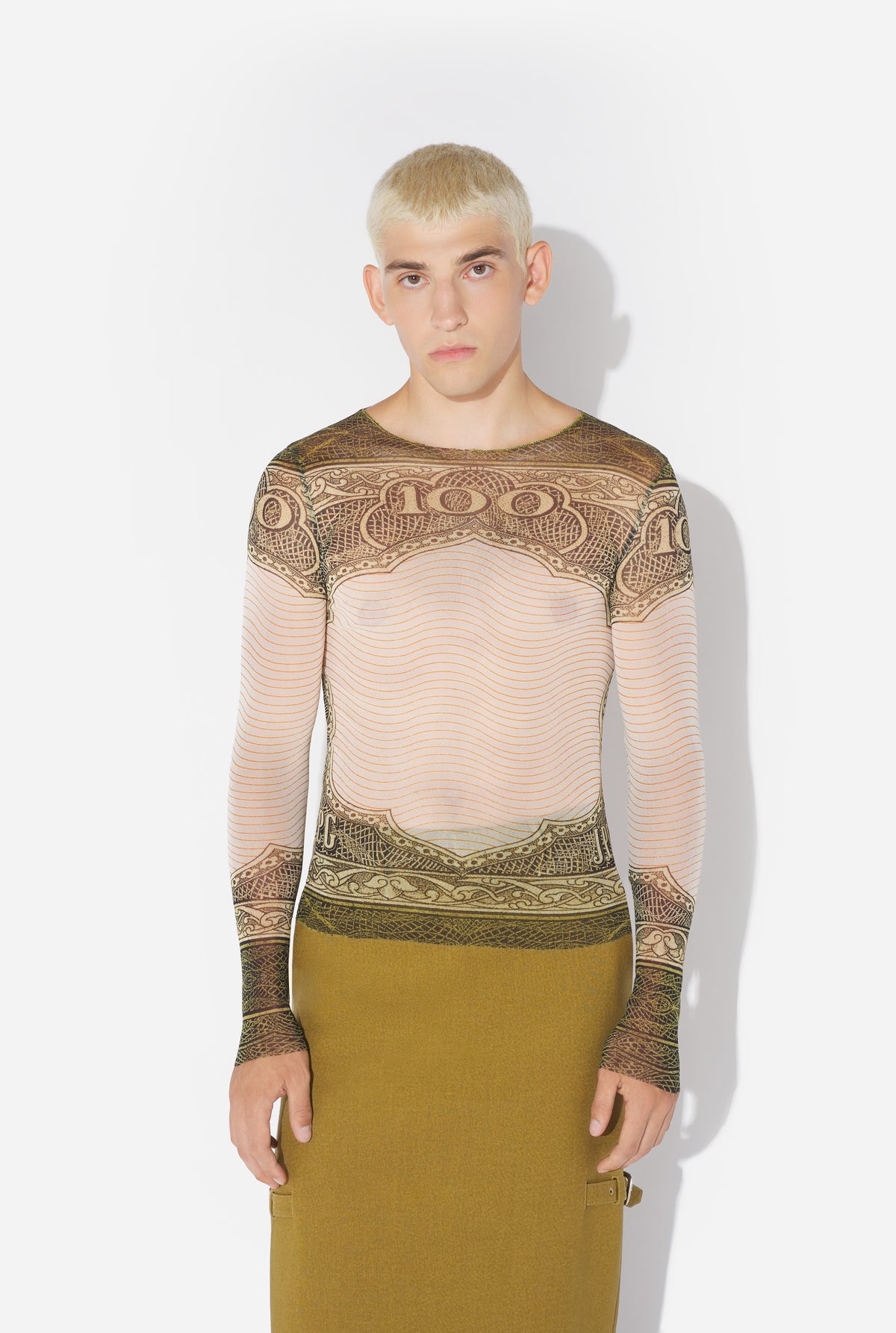 Le Top Cartouche Vert - Green & Ecru & Black & Orange