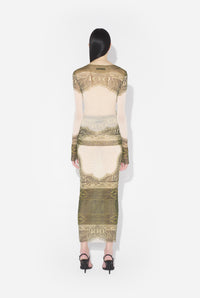 Le Top Cartouche Vert - Green & Ecru & Black & Orange