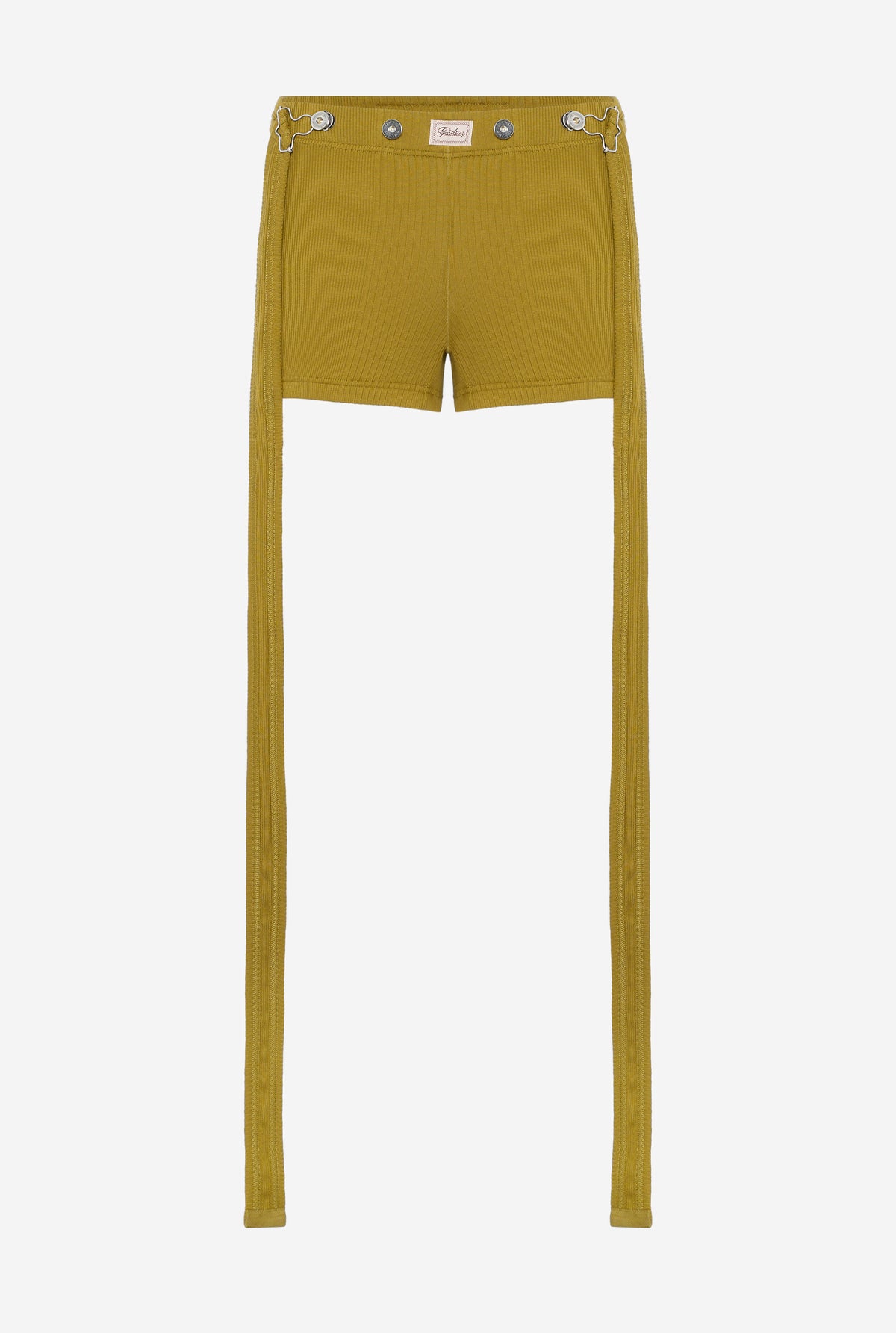 Cotton Ribbed Short With "Gaultier" Patch And Overall Buckles - Green