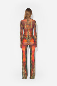 Le Pantalon Imprimé Dots Marron - Orange & Blue & Brown