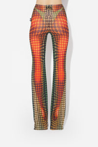 Le Pantalon Imprimé Dots Marron - Orange & Blue & Brown