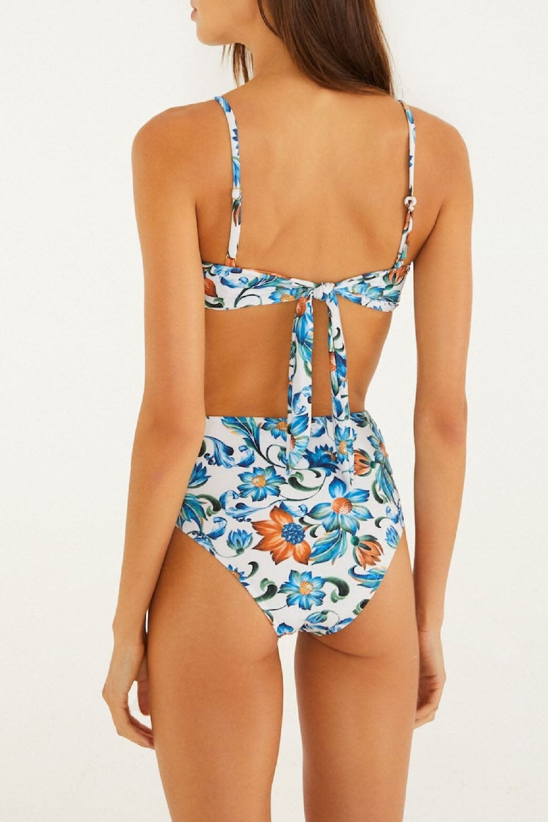 Haut de bikini balconnet Flora Tile - Blanc
