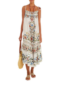 DIFFUSELY_Stitched Garden Off White Robe Plage - Stitched Garden Off White
