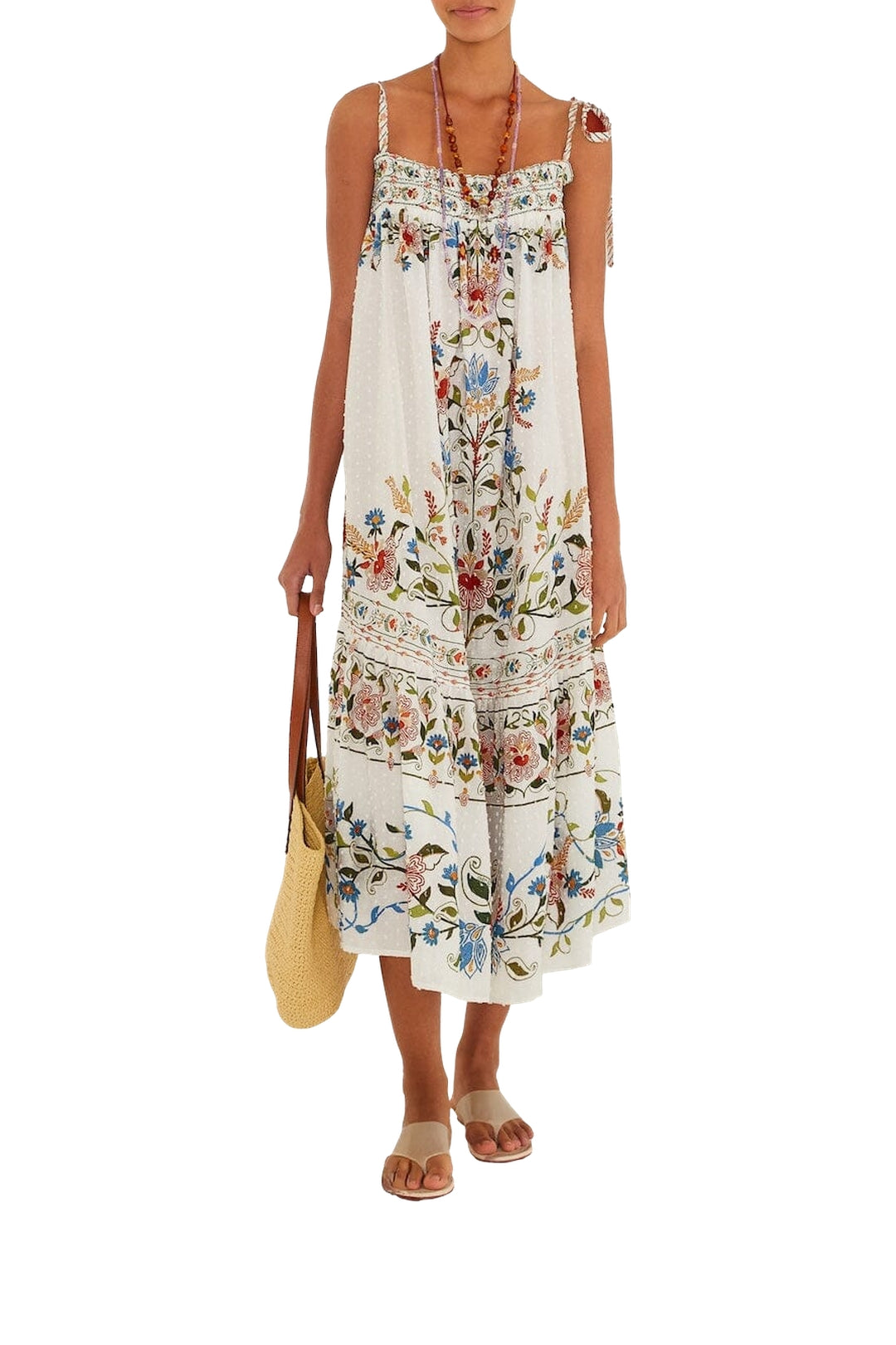 DIFFUSELY_Stitched Garden Off White Robe Plage - Stitched Garden Off White