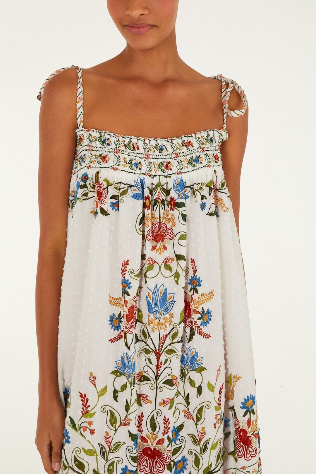 Stitched Garden Off White Robe Plage - Stitched Garden Off White