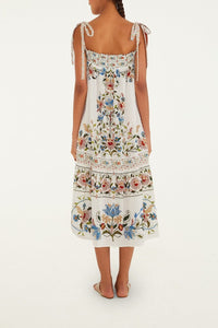 Robe midi Stitched Garden - Blanc