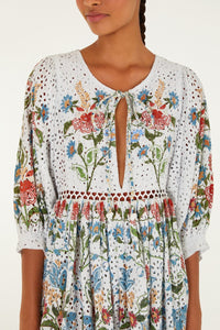 Stitched Garden Off White Robe Plage - Stitched Garden Off White