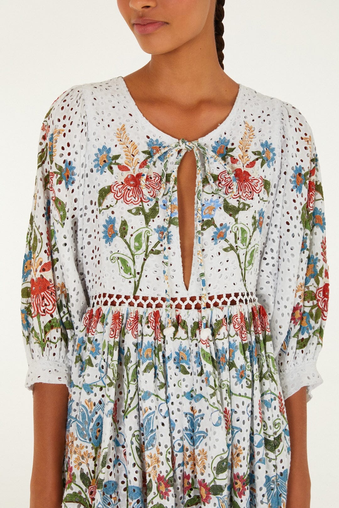 Stitched Garden Off White Robe Plage - Stitched Garden Off White