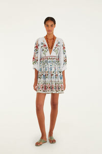 Stitched Garden Off White Robe Plage - Stitched Garden Off White
