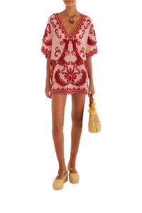 Arabesc short cotton dress - Pink