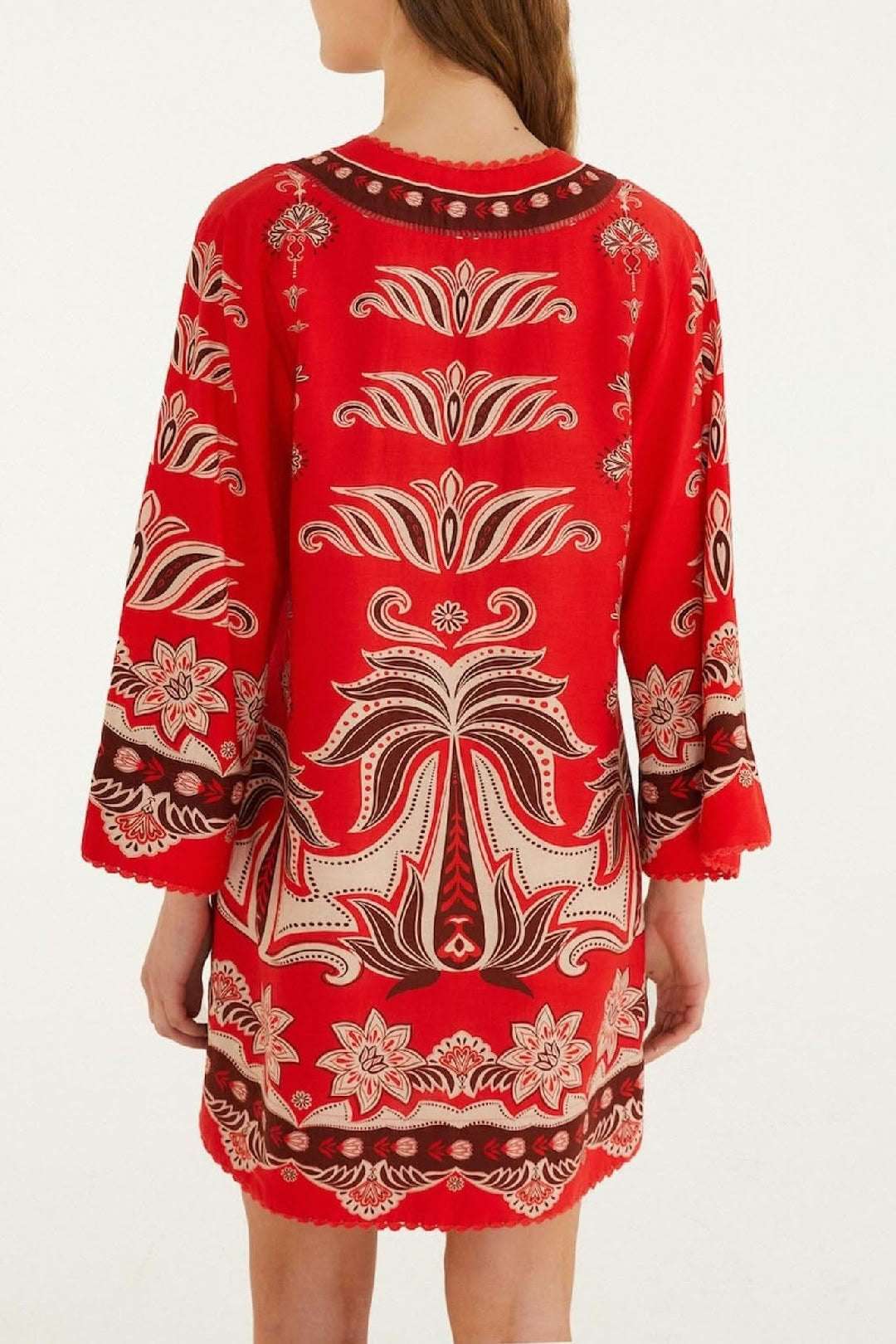 Robe courte Ainika Garden en lin - Rouge