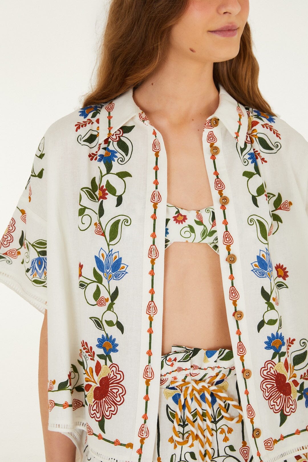Stitched Garden Off White Blouse Plage - Stitched Garden Off White