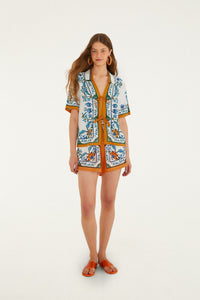 Flora Tile Off White Blouse Plage - Flora Tile Off White