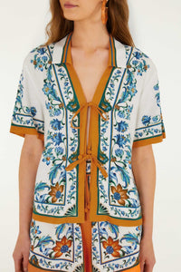 Flora Tile Off White Blouse Plage - Flora Tile Off White