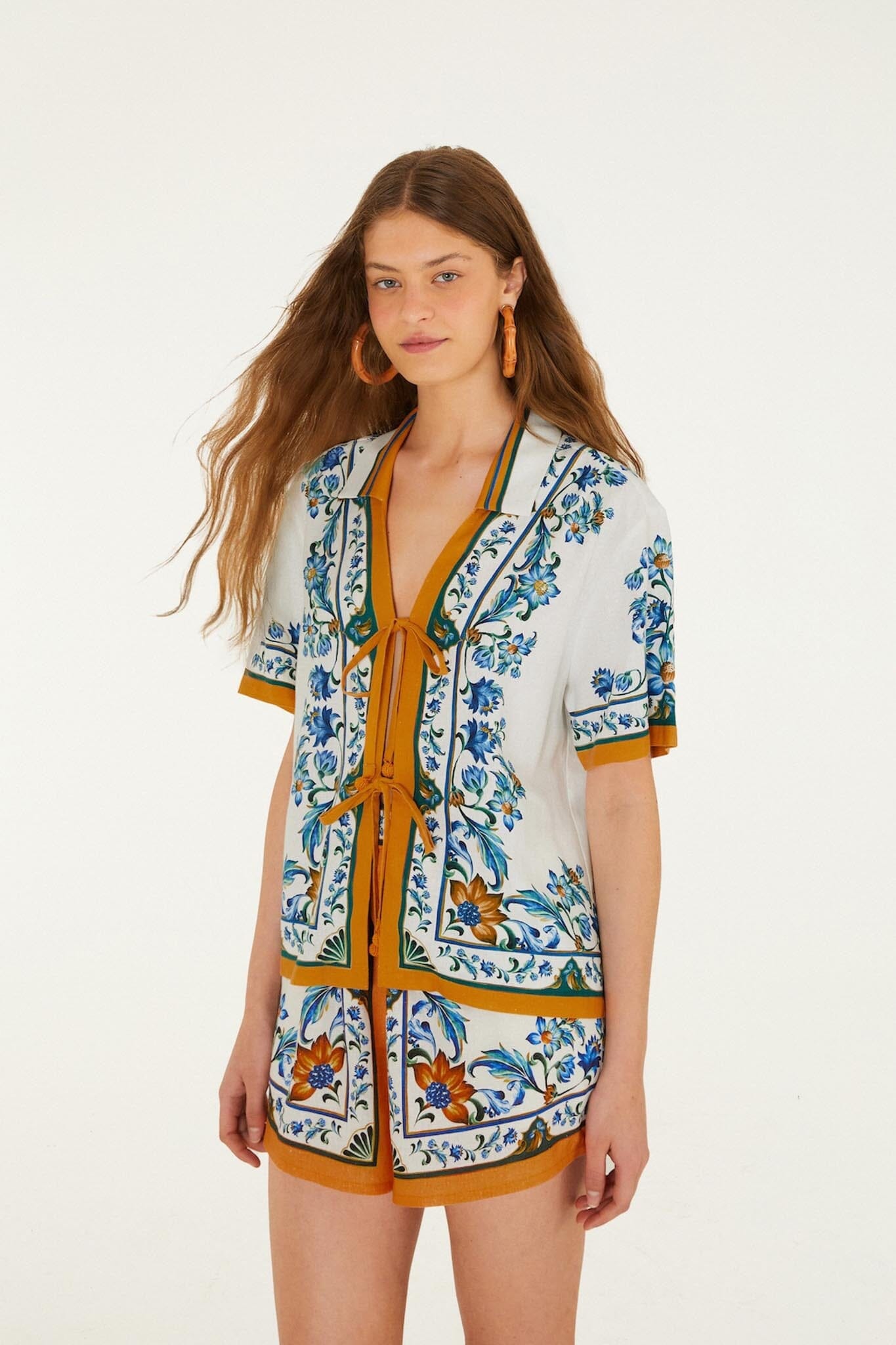 Flora Tile Off White Blouse Plage - Flora Tile Off White