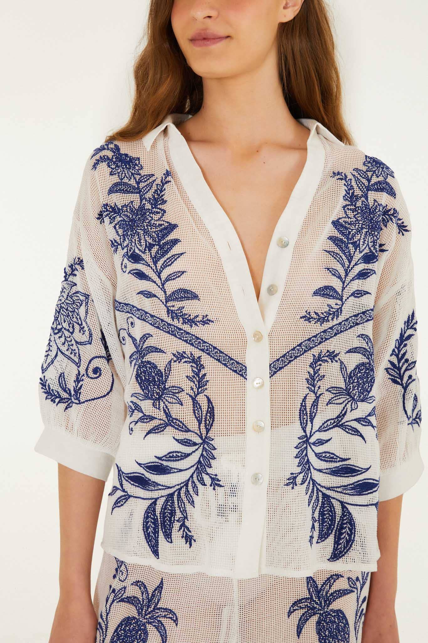 Nina Embroidery Off White Blouse Plage - Nina Embroidery Off White