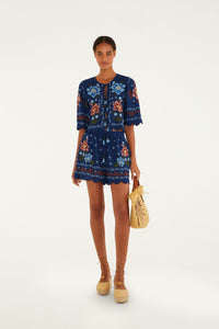 Stitched Garden Dark Blue Short Plage - Stitched Garden Dark Blue
