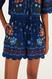 Stitched Garden Dark Blue Short Plage - Stitched Garden Dark Blue