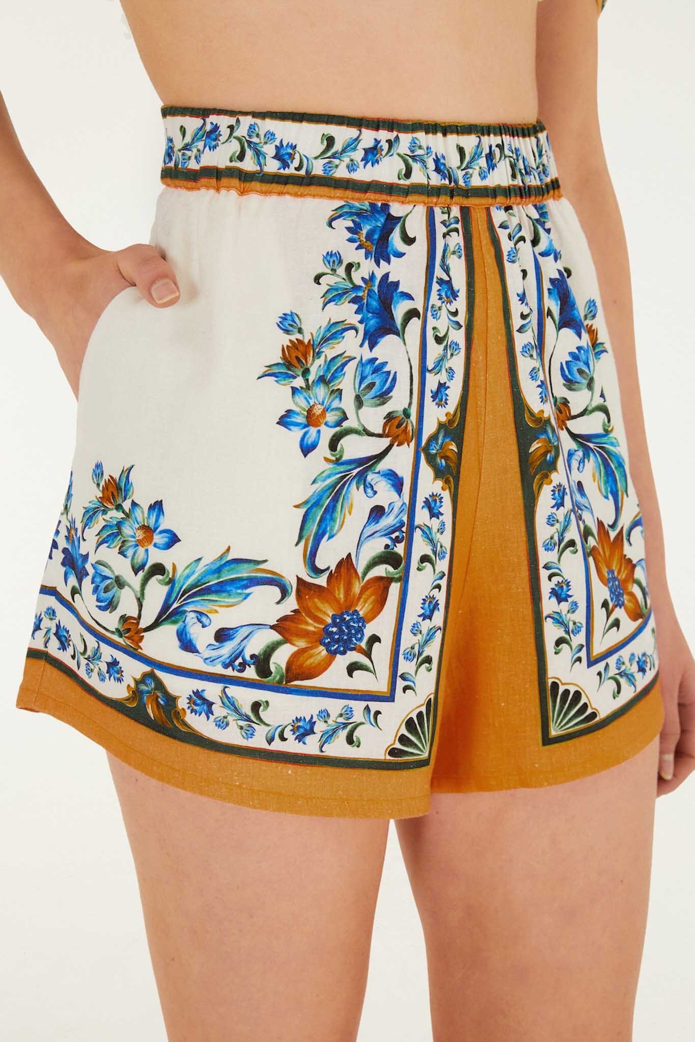 Flora Tile Off White Short Plage - Flora Tile Off White