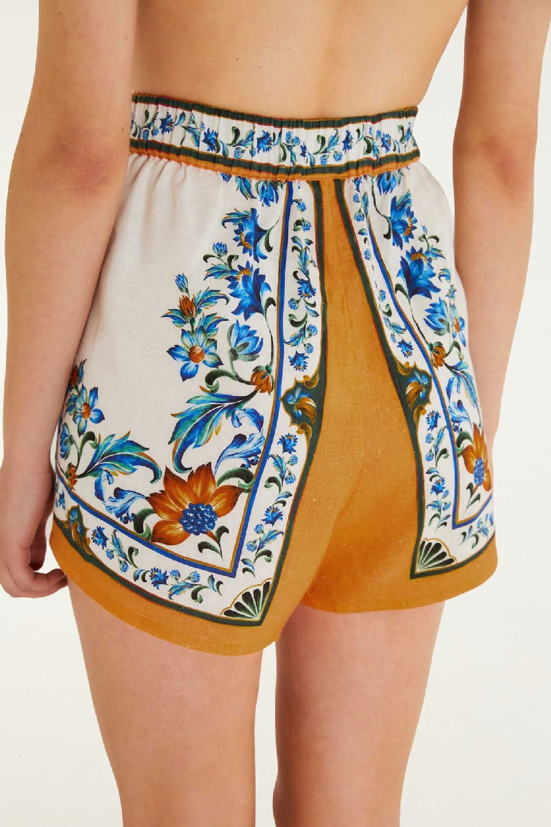 Short Flora Tile en lin - Blanc