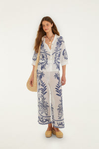 Nina Embroidery Off White Pantalon Plage - Nina Embroidery Off White