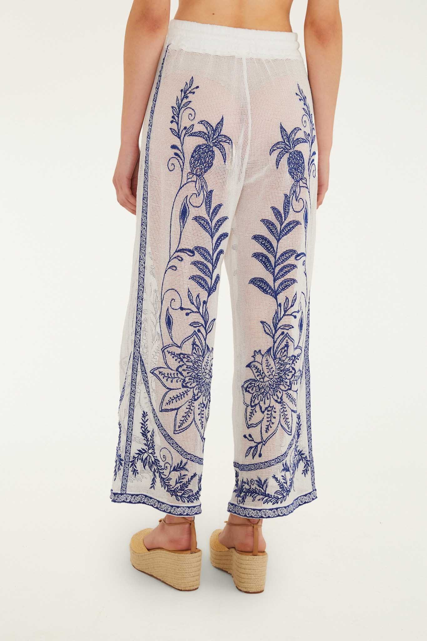 Nina Embroidery Off White Pantalon Plage - Nina Embroidery Off White