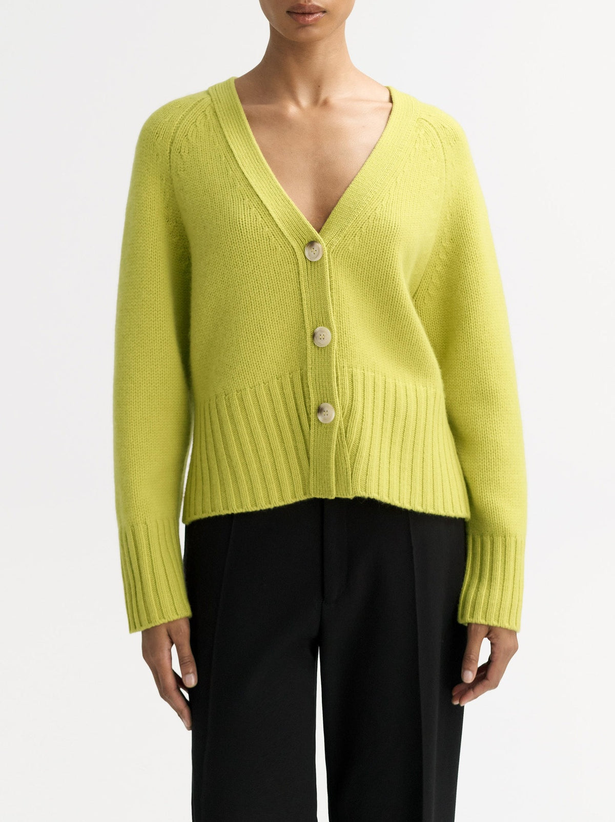 V-neck cashmere cardigan - Green