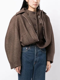 420€ / 1 sold //1 QTY / ST100%   Manteau Feltro boule dédoublée - Dark Brown