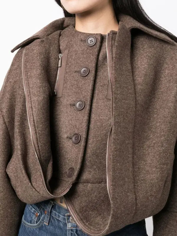420€ / 1 sold //1 QTY / ST100%   Manteau Feltro boule dédoublée - Dark Brown