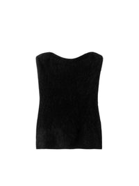 Brushed cashmere bustier - Black