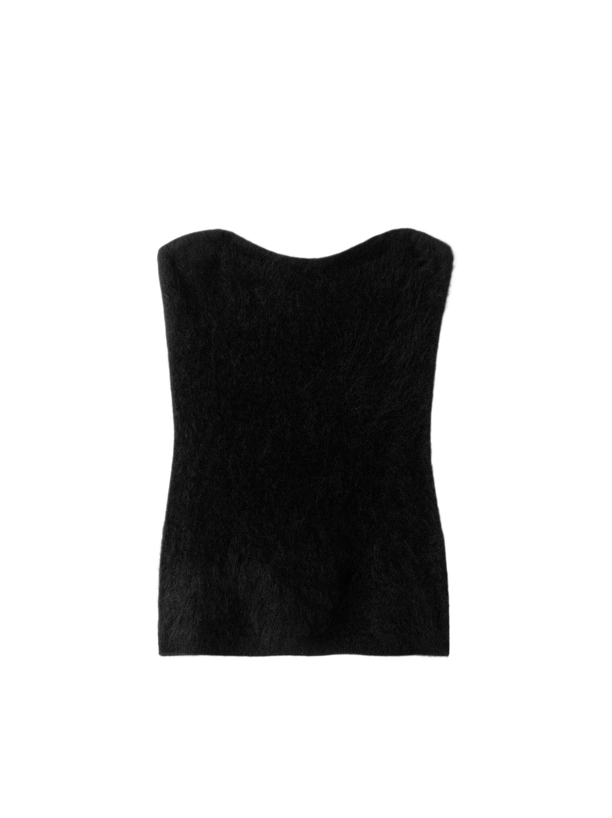 Brushed cashmere bustier - Black