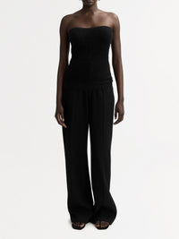 Brushed cashmere bustier - Black